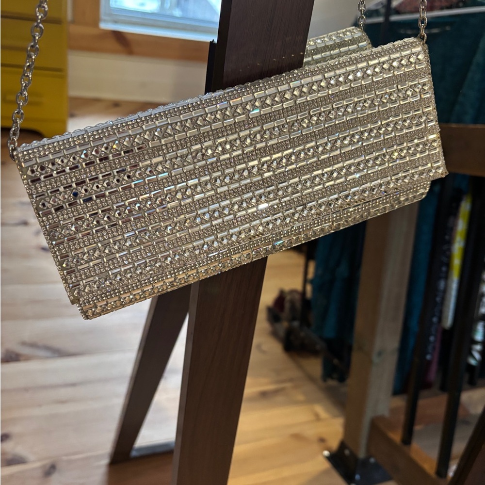 Aldo Metallic Silver Clutch